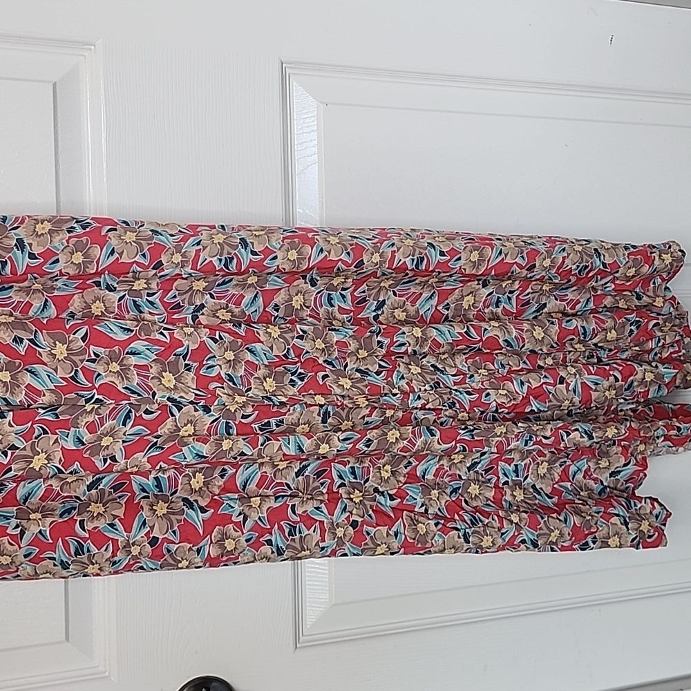 & Merci Floral Wide Ruffle Straps Flowy Wide Leg Pants Back Cutout Elastic Tie - Picture 6 of 15